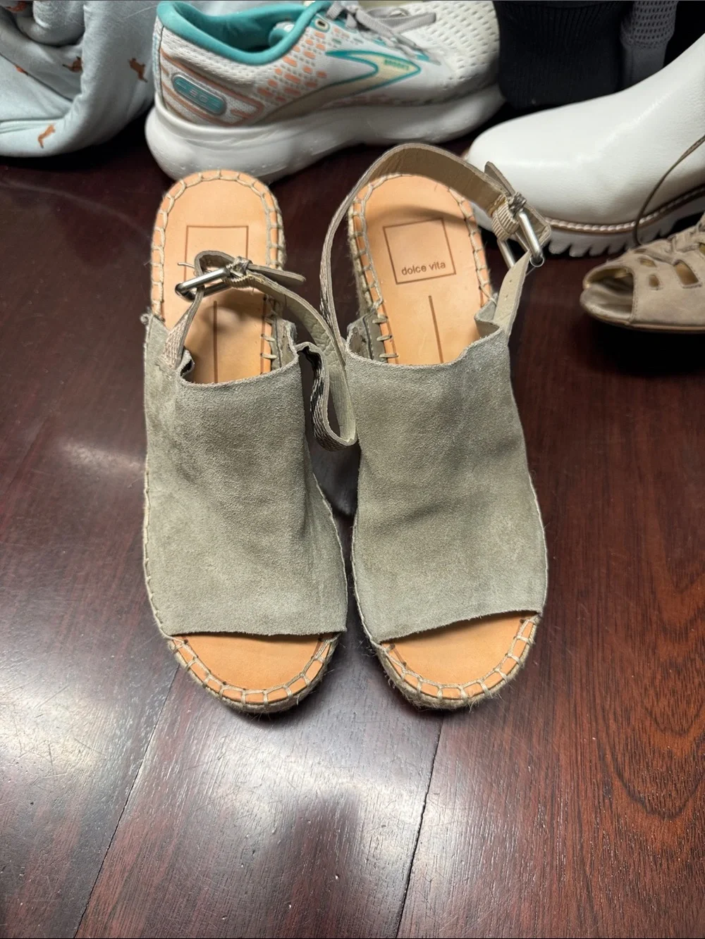 Dolce Vita Olive Suede Espadrille Wedge Sandals